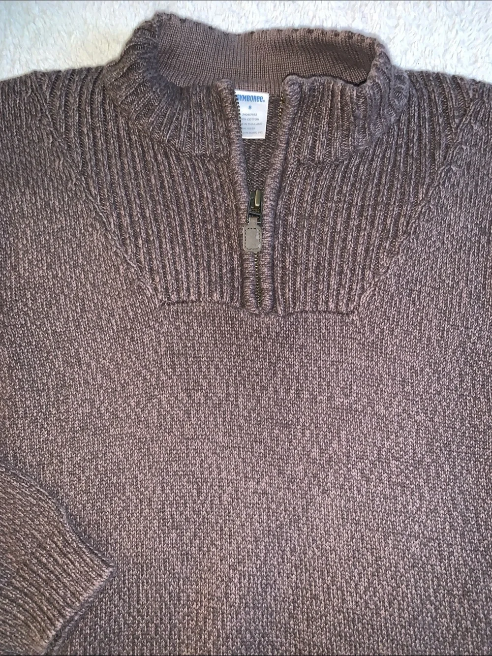 Gymboree Brown Quarter Zip Sweater 8 EUC Boys